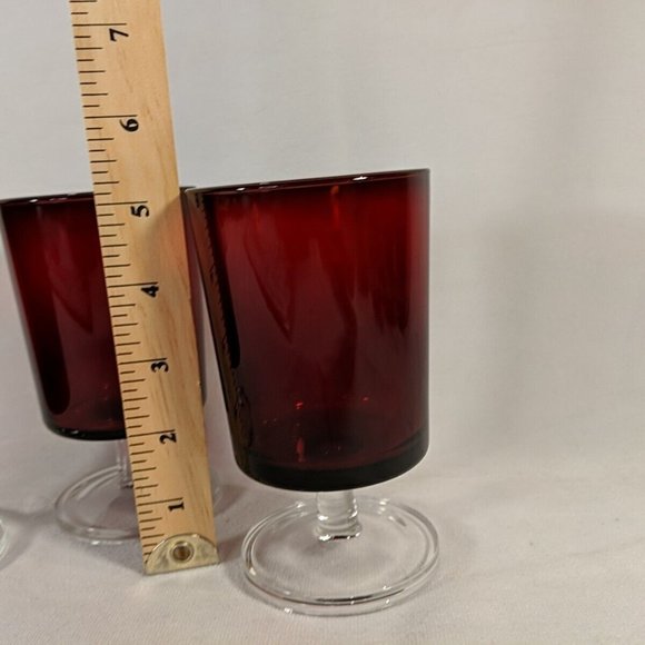 Vintage Set of 3 Arcoroc France Luminarc Cavalier Ruby Red Wine Cocktail Glasses - Picture 4 of 8